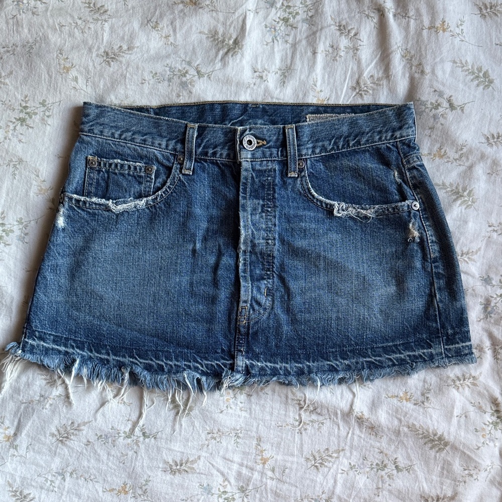 Made in the USA denim distressed mini skirt size 27 great condition